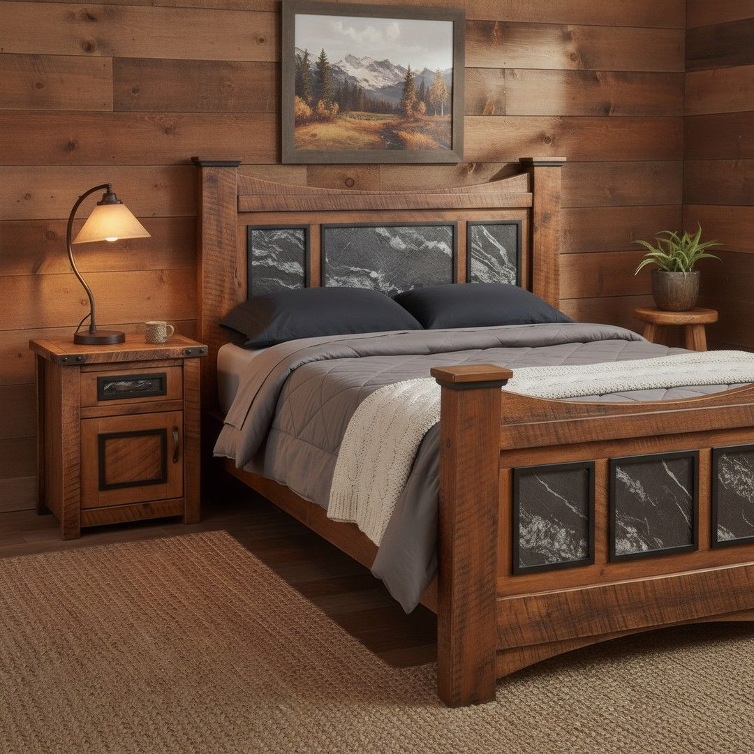 BLACK GRANITE ENCLOSED NIGHTSTAND