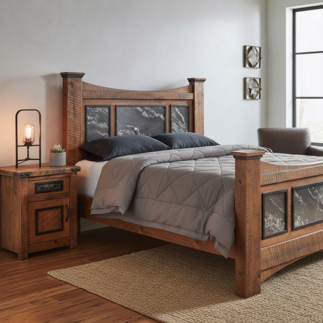 BLACK GRANITE ENCLOSED NIGHTSTAND