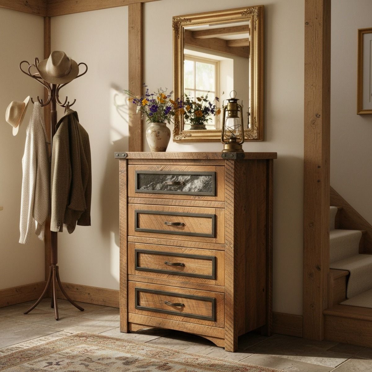 BLACK GRANITE 4 DRAWER CHEST