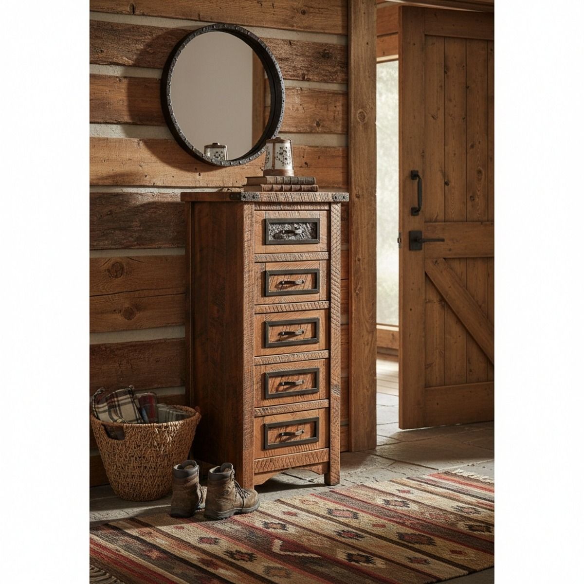 BLACK GRANITE 5 DRAWER LINGERIE CHEST