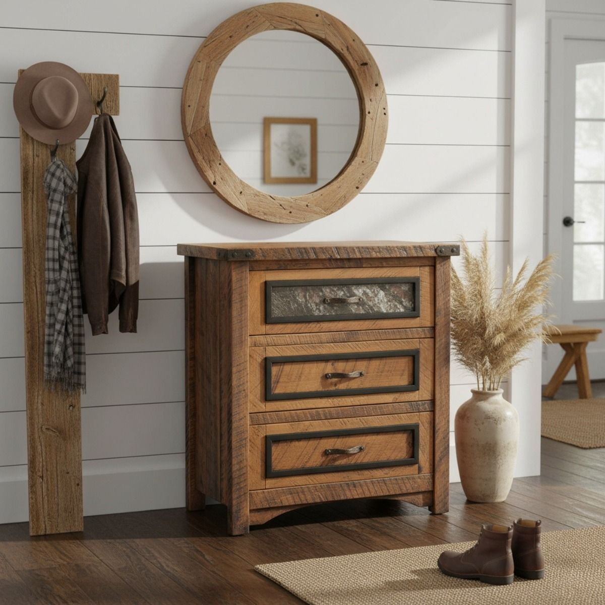 BLACK GRANITE 3 DRAWER CHEST