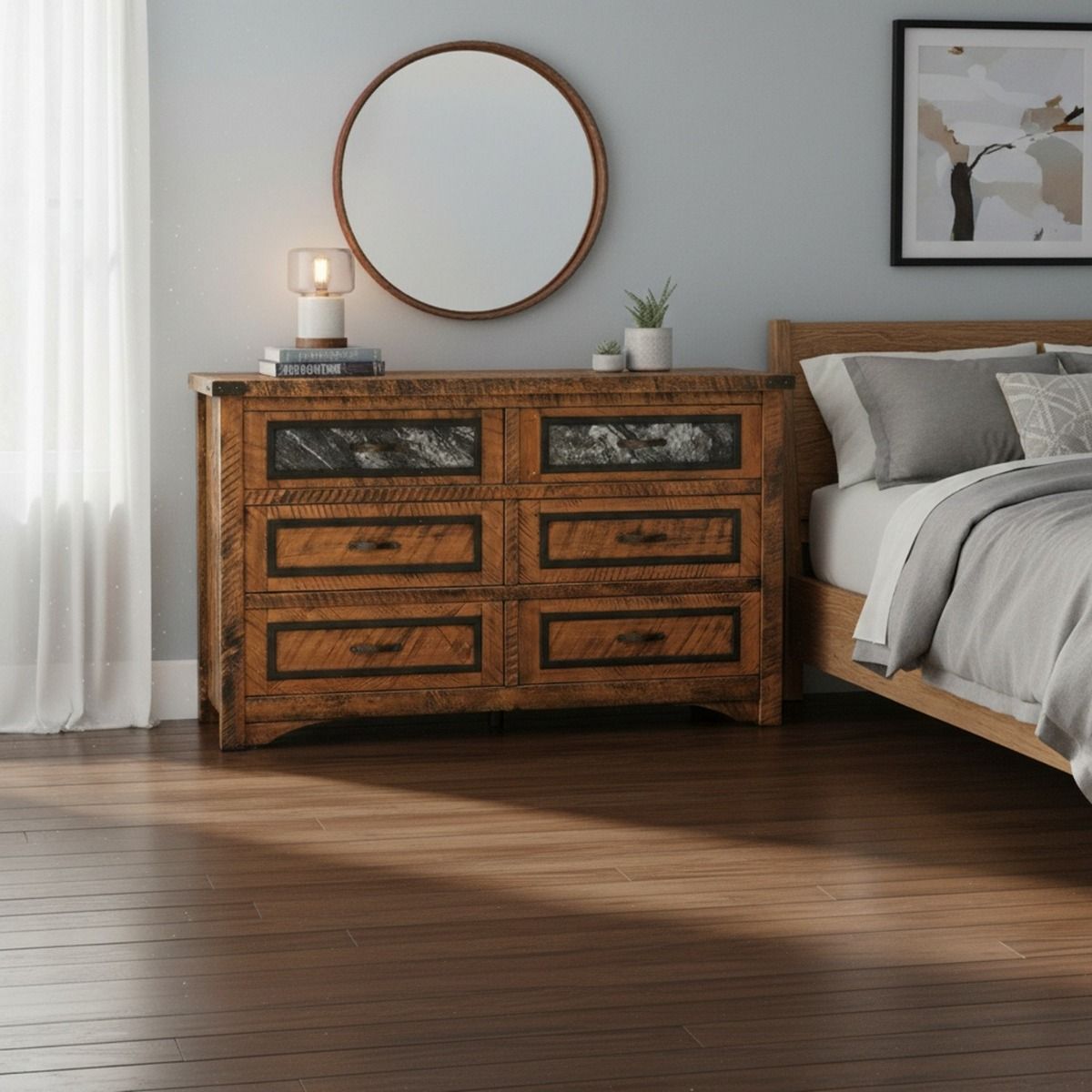 6-drawer dresser black-brown Quillon Dresser