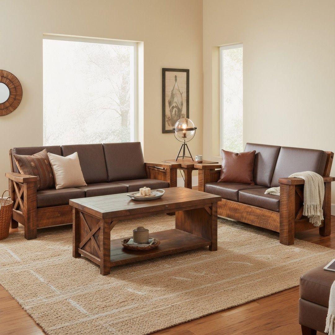 Weathered Wood Rustic Barn Door Coffee Table