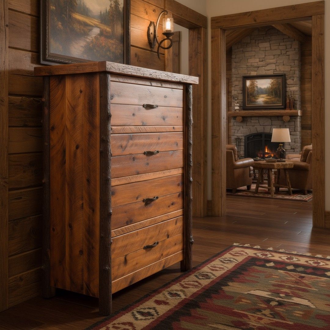 SAWMILL HICKORY ROUGH SAWN 4 DRAWER CHEST