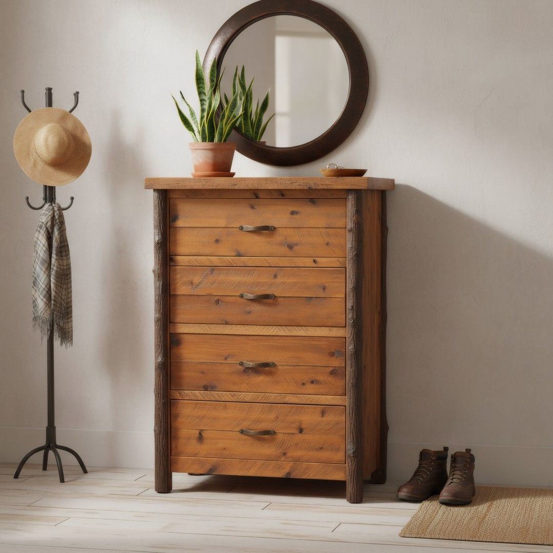 SAWMILL HICKORY ROUGH SAWN 4 DRAWER CHEST