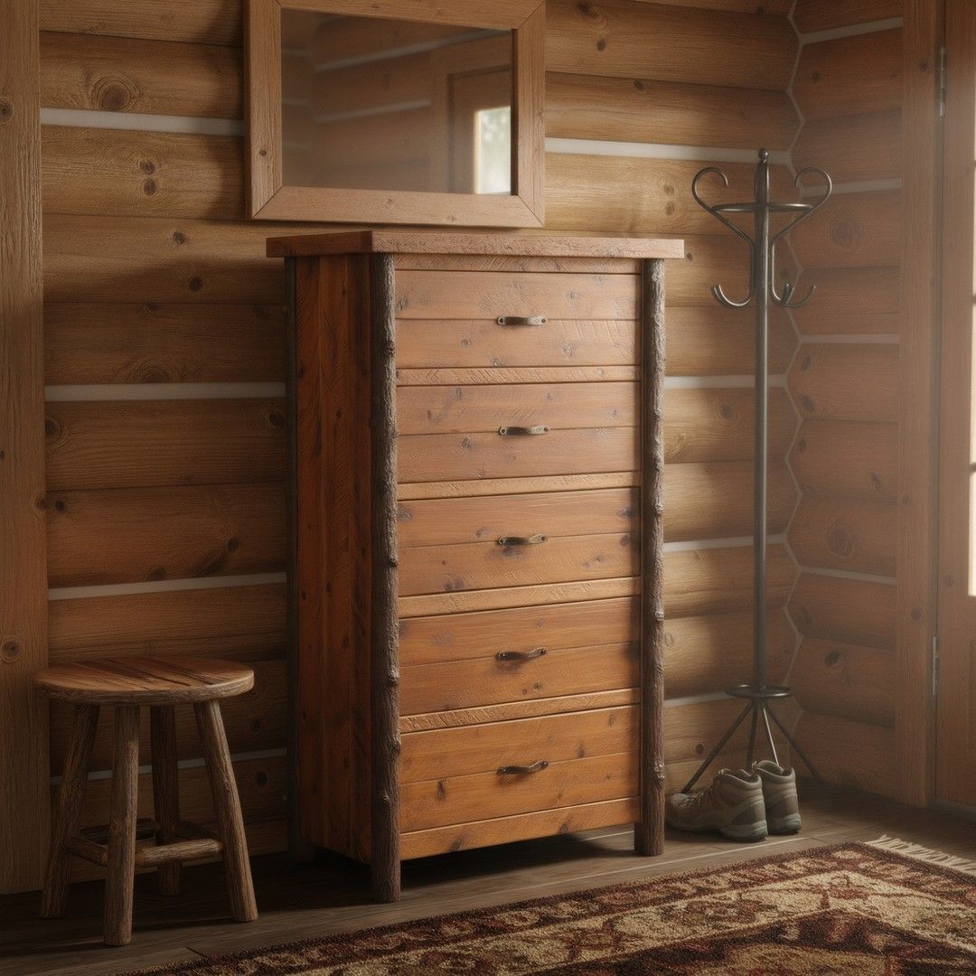 SAWMILL HICKORY ROUGH SAWN 5 DRAWER CHEST