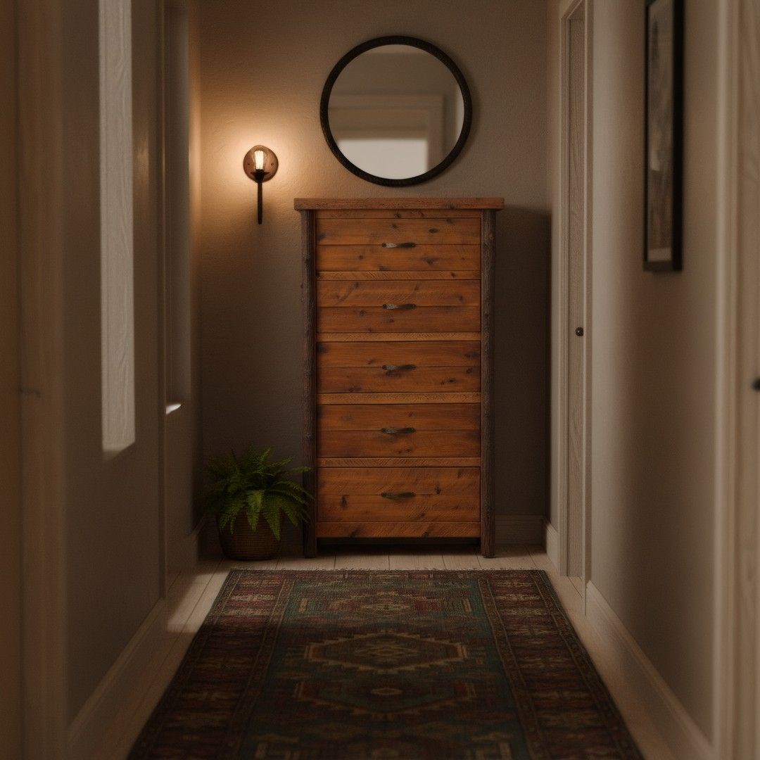 SAWMILL HICKORY ROUGH SAWN 5 DRAWER CHEST