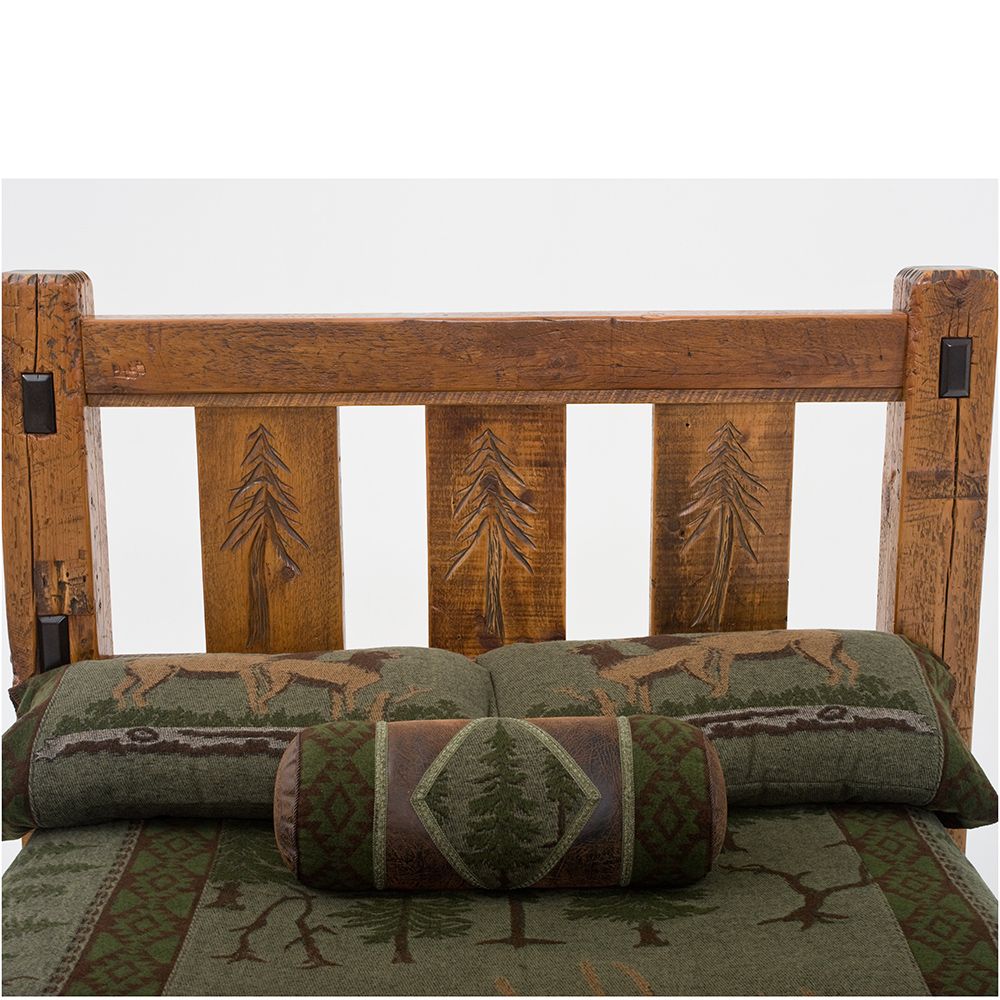 View of Rustic Reclaimed Barn Wood Headboard