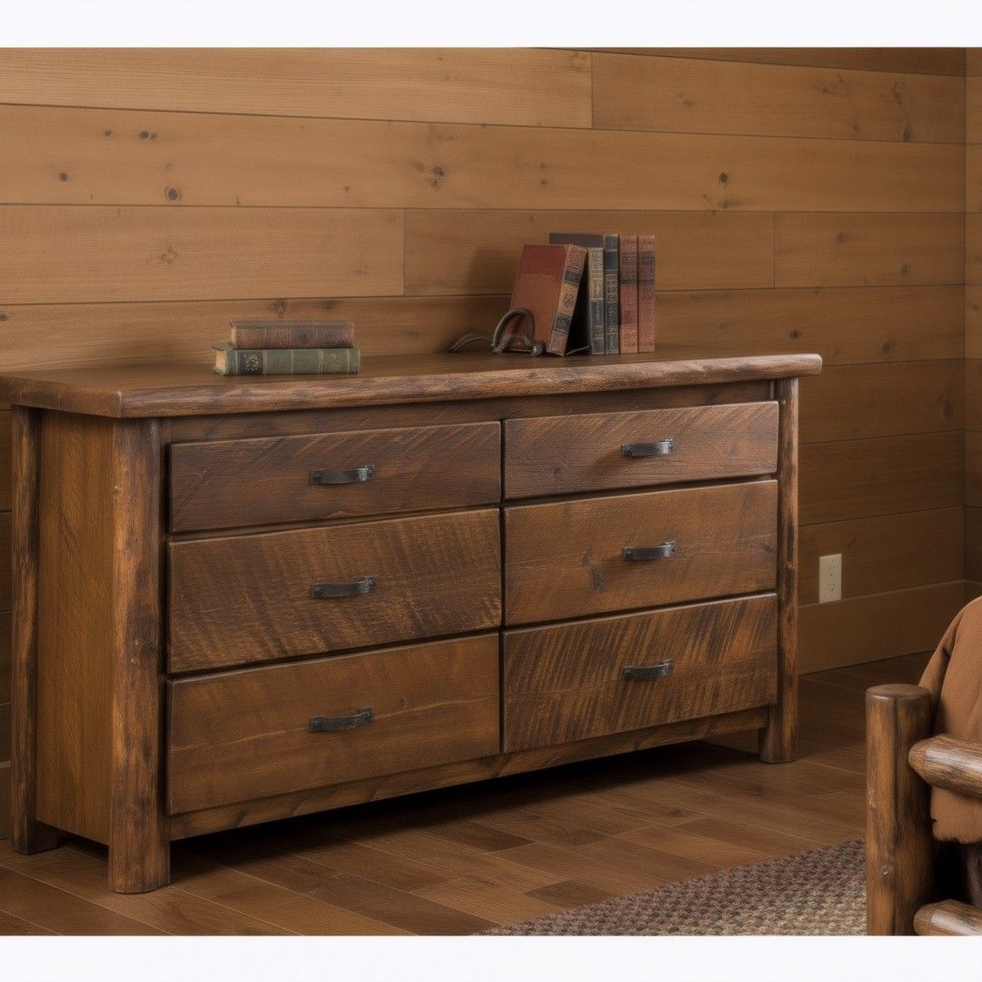 OLDE TOWNE 6 DRAWER LOG DRESSER