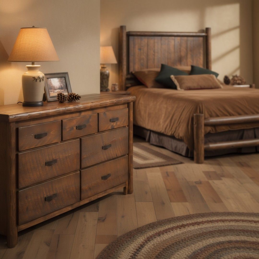 OLDE TOWNE 7 DRAWER LOG DRESSER