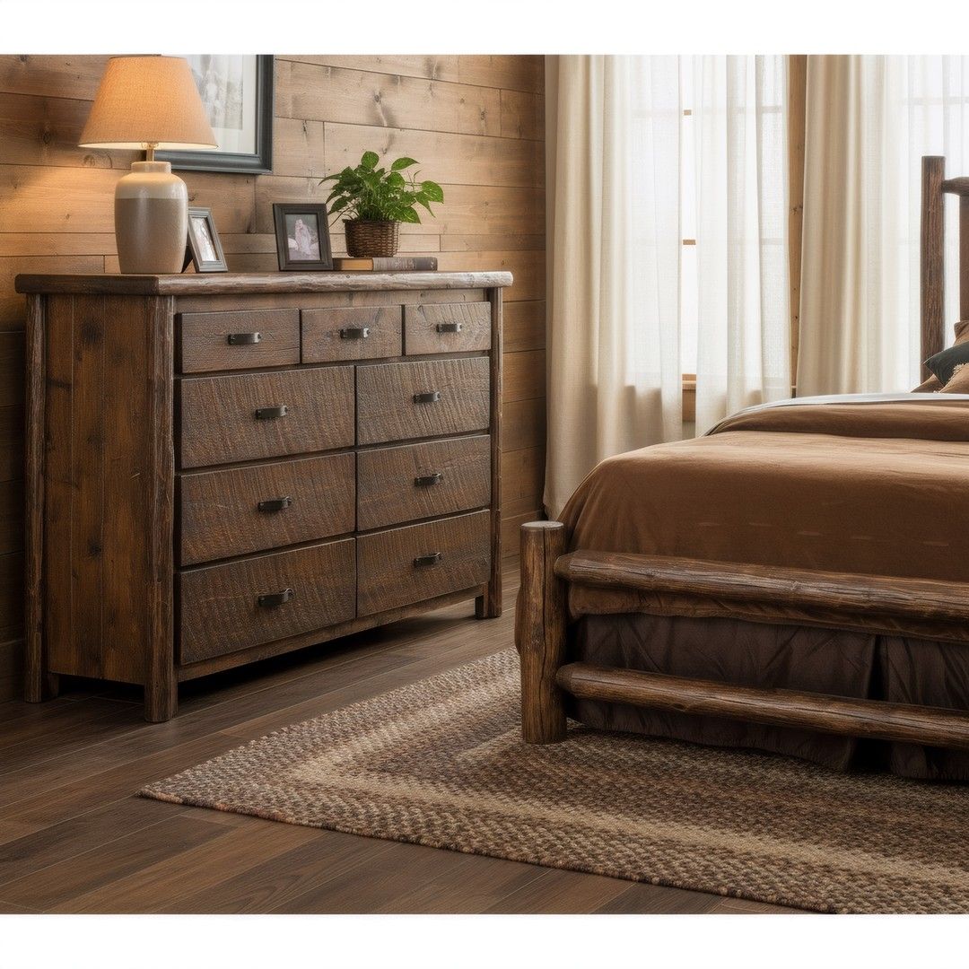 OLDE TOWNE 9 DRAWER LOG DRESSER
