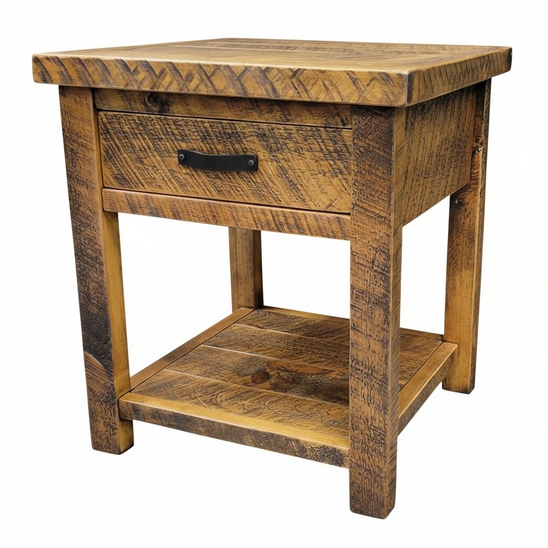 SAWMILL 1 DRAWER OPEN BARNWOOD NIGHTSTAND