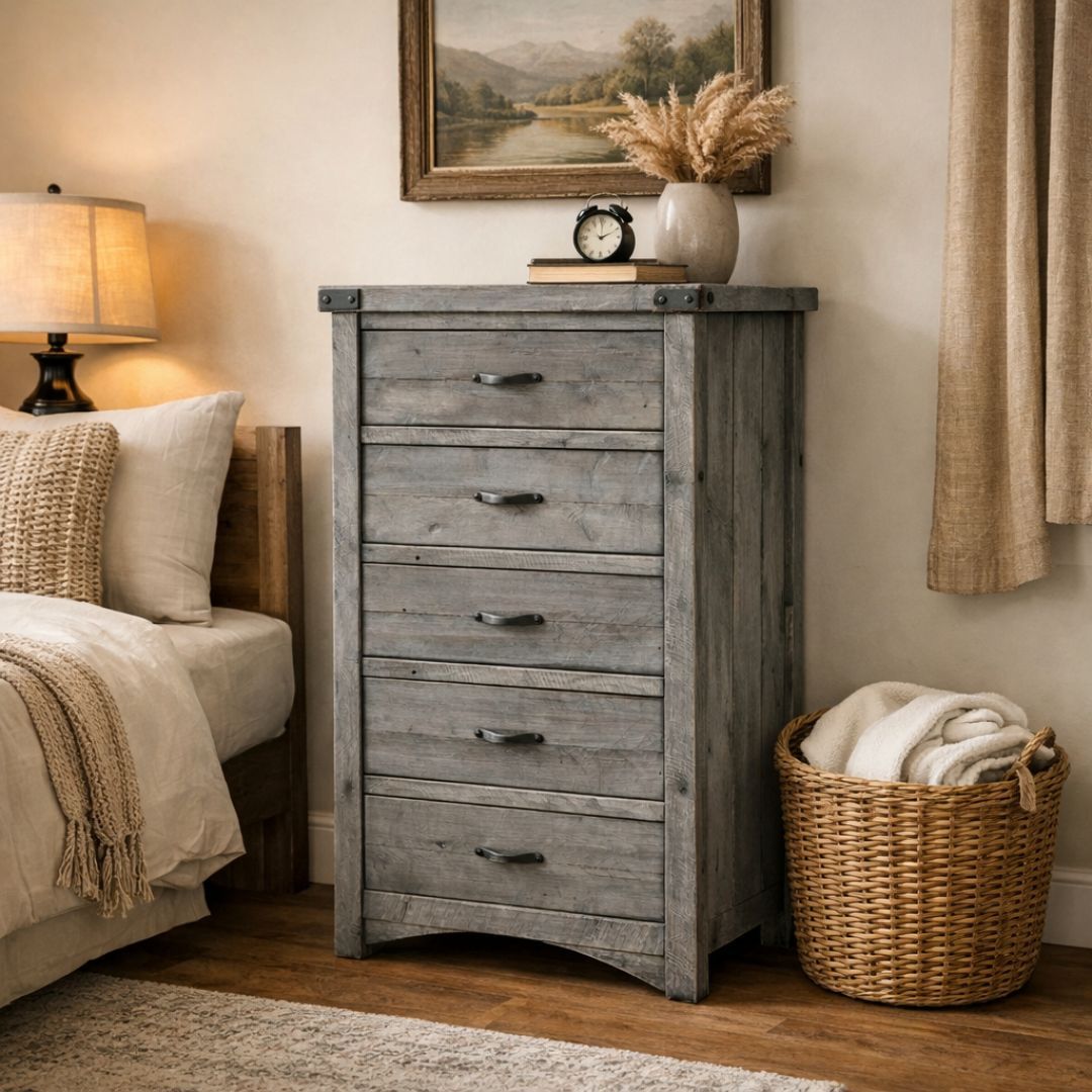 SAWMILL 5 DRAWER ROUGH SAWN CHEST