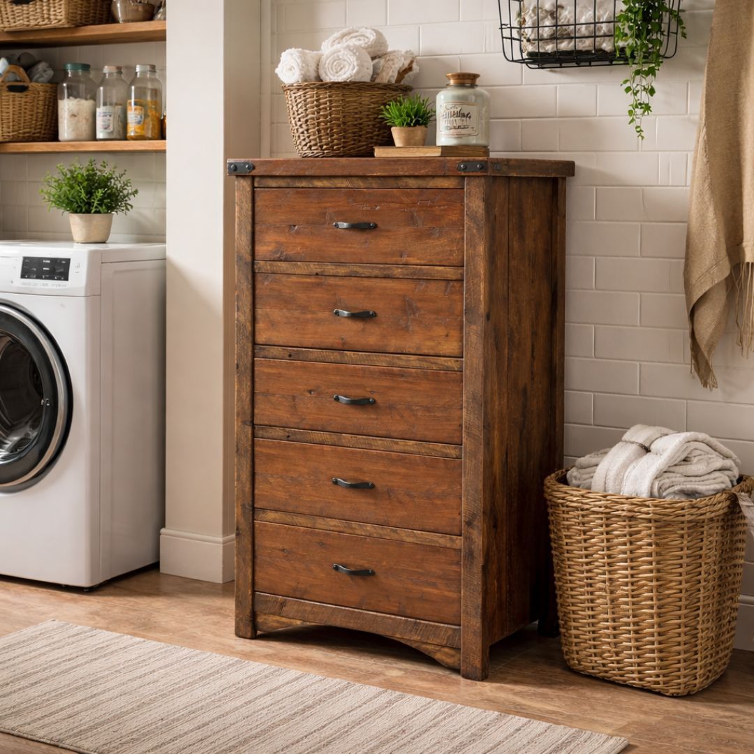 SAWMILL 5 DRAWER ROUGH SAWN CHEST