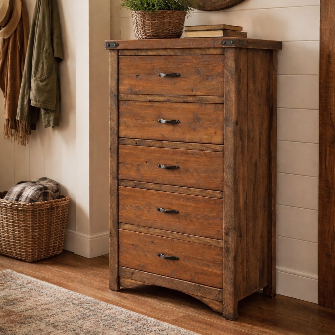 SAWMILL 5 DRAWER ROUGH SAWN CHEST