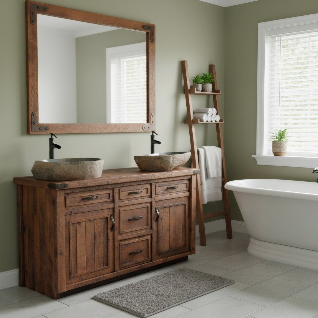 Sawmill Weathered Wood Rustic Bathroom Mirror
