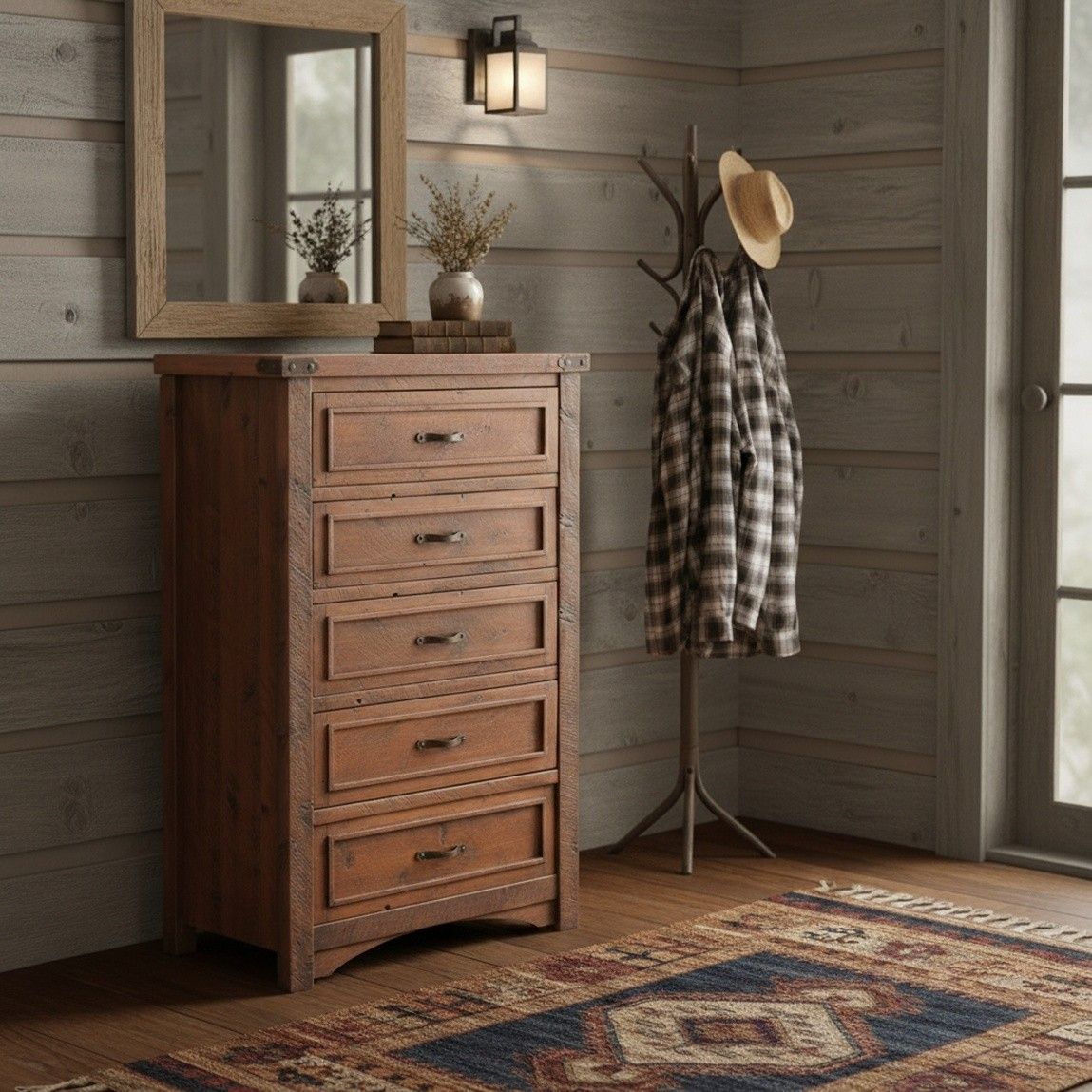 TIMBER HAVEN ROUGH SAWN 5 DRAWER CHEST