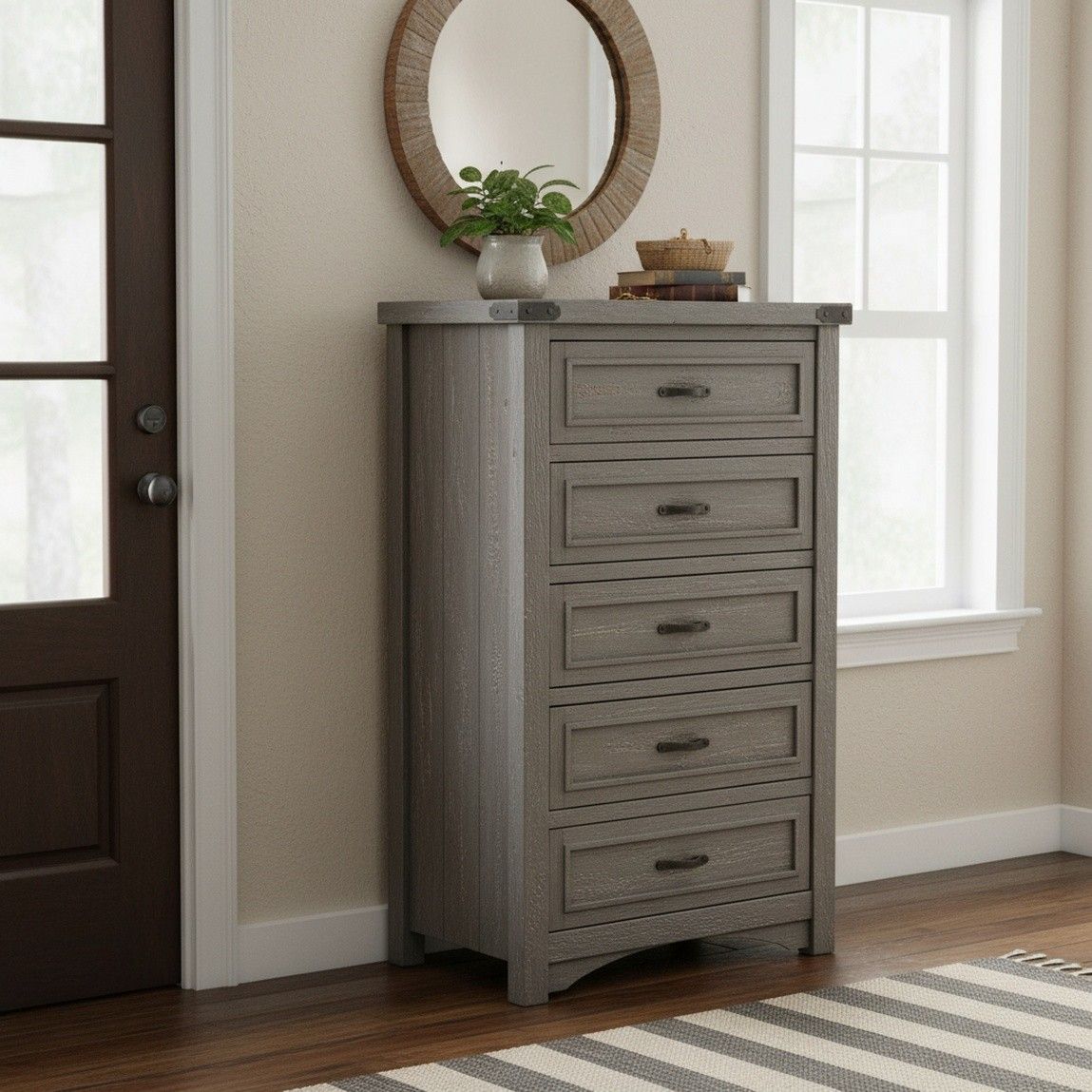 TIMBER HAVEN ROUGH SAWN 5 DRAWER CHEST