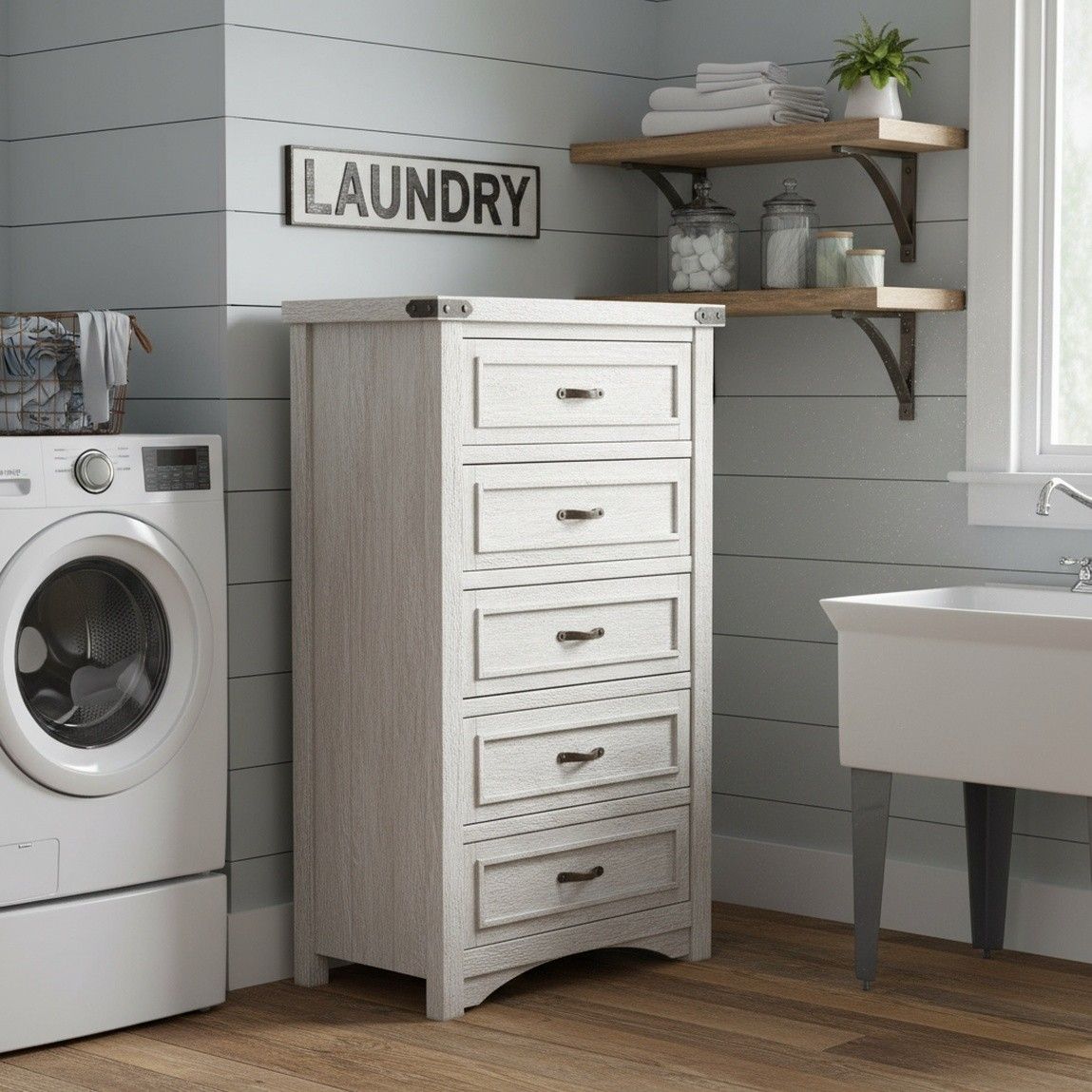 TIMBER HAVEN ROUGH SAWN 5 DRAWER CHEST