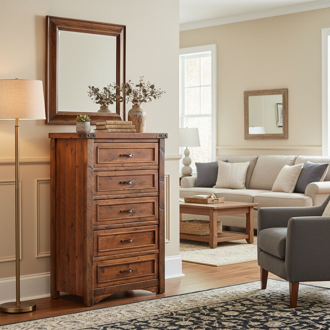 TIMBER HAVEN ROUGH SAWN 5 DRAWER CHEST