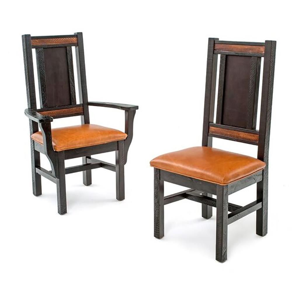 Rustic Western Reclaimed Barn Wood Dining Side and Arm Chairs