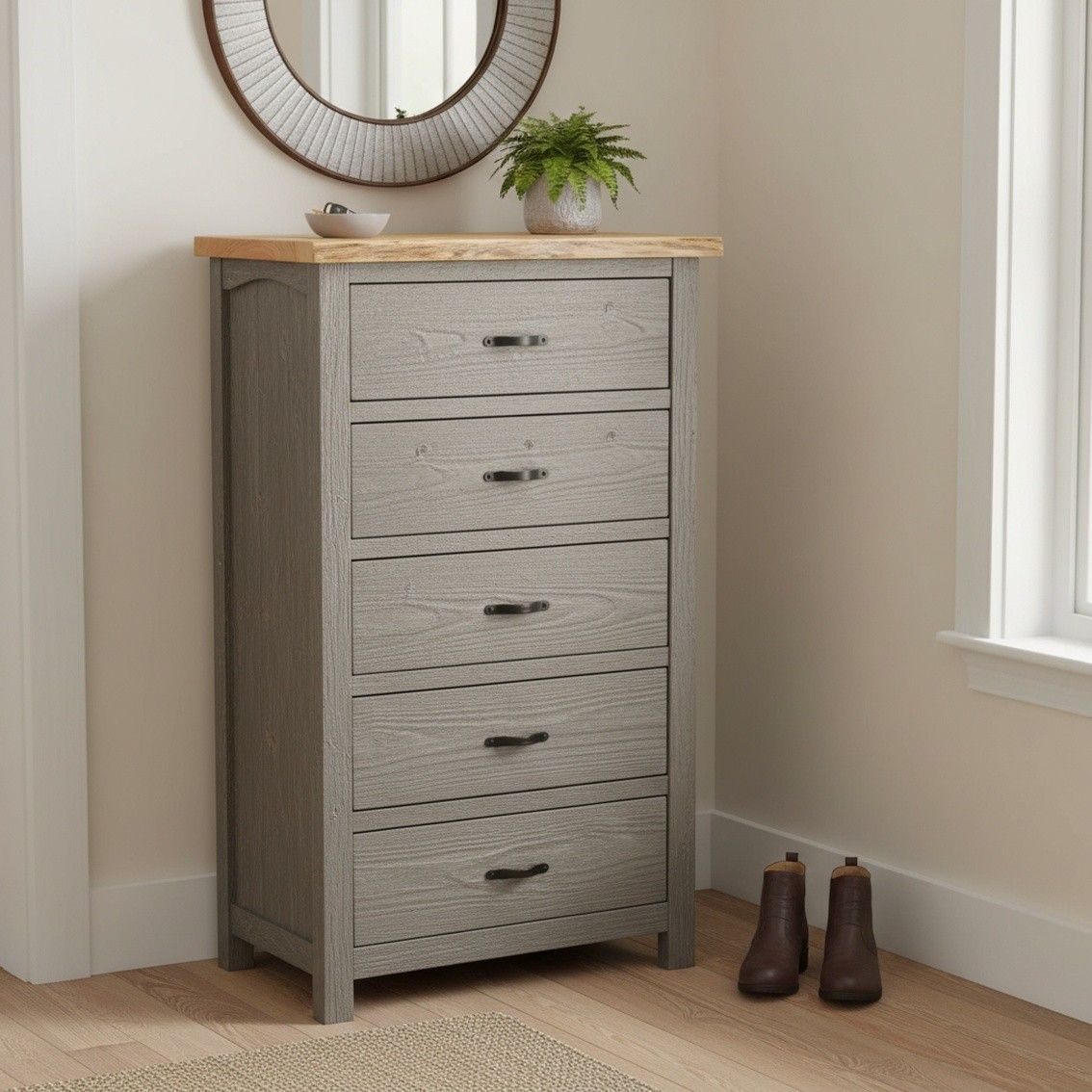 CANTERBURY PINES RUSTIC 5 DRAWER CHEST