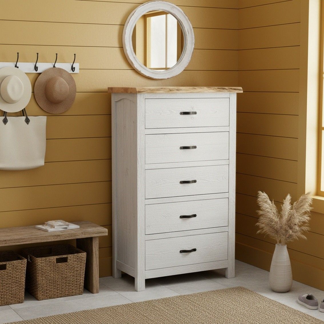 CANTERBURY PINES RUSTIC 5 DRAWER CHEST