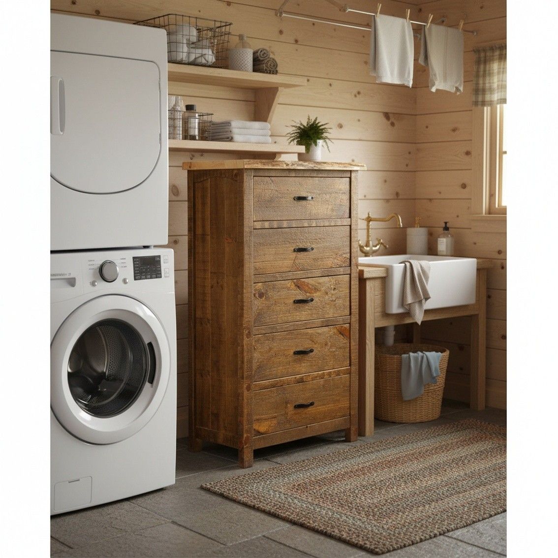 CANTERBURY PINES RUSTIC 5 DRAWER LINGERIE CHEST