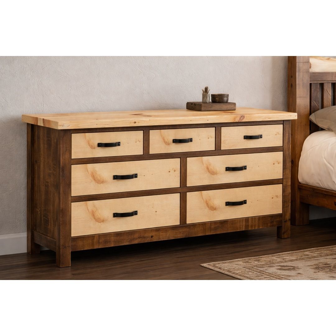 CANTERBURY PINES RUSTIC 7 DRAWER DRESSER