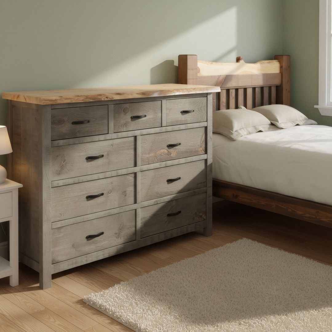 CANTERBURY PINES RUSTIC 9 DRAWER DRESSER