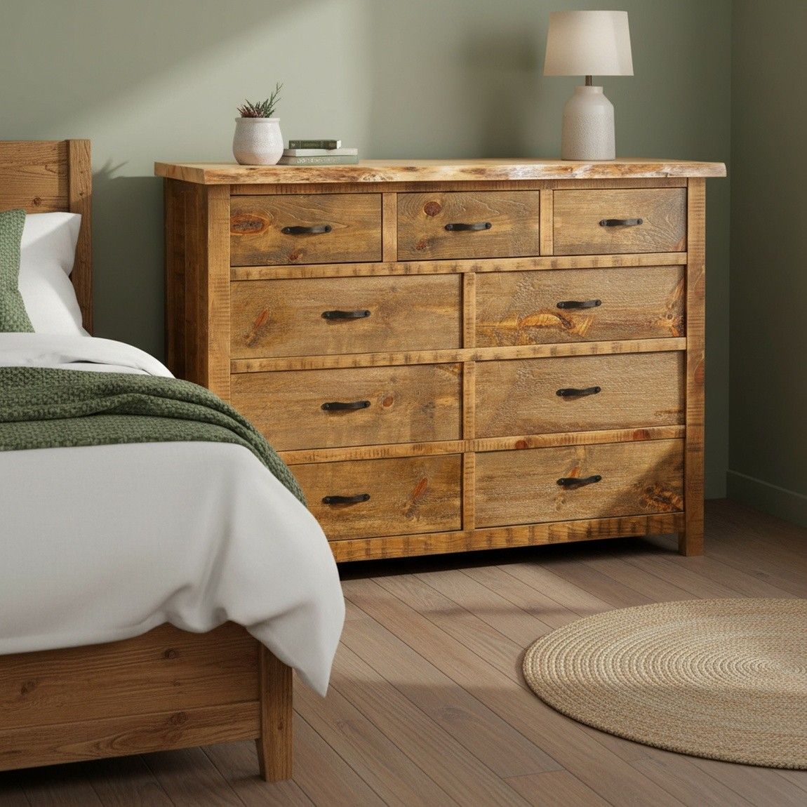 CANTERBURY PINES RUSTIC 9 DRAWER DRESSER