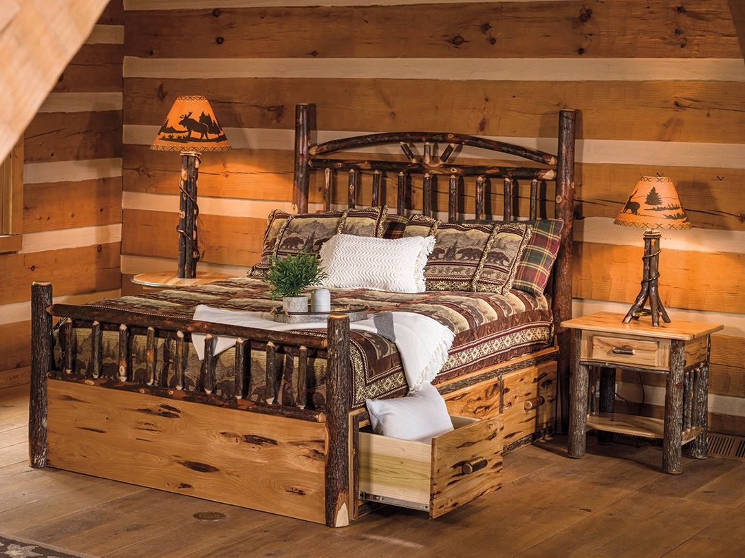 SARANAC HICKORY WAGON WHEEL PLATFORM STORAGE BED