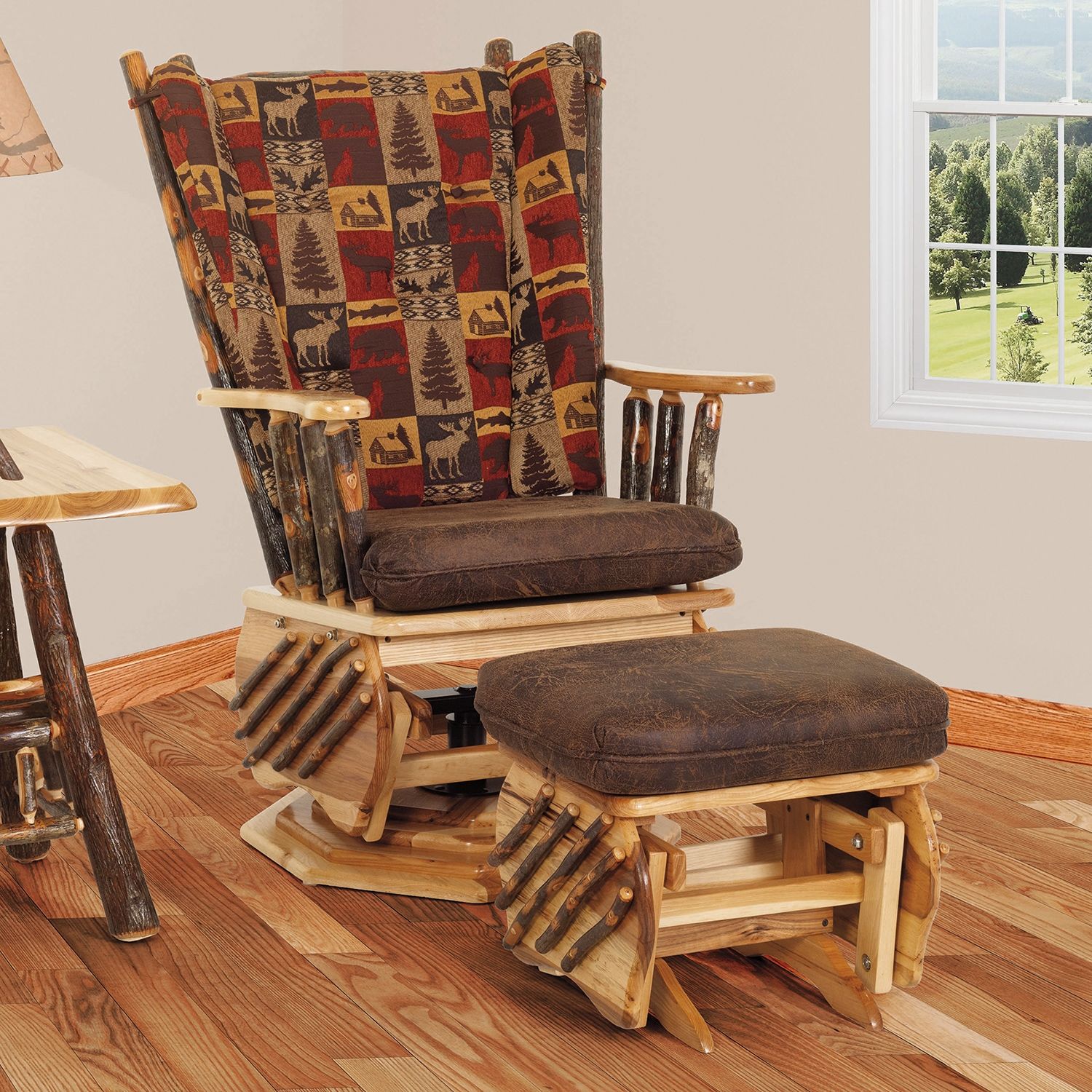 Saranac Hickory Log Glider Chair