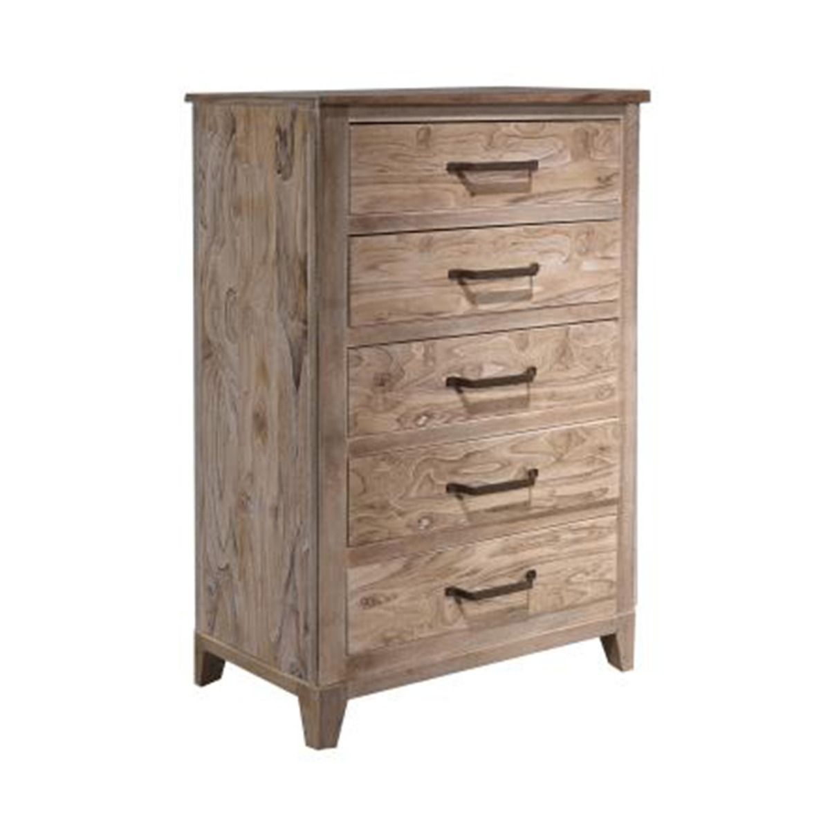 WHITE TEAK 5 DRAWER CHEST