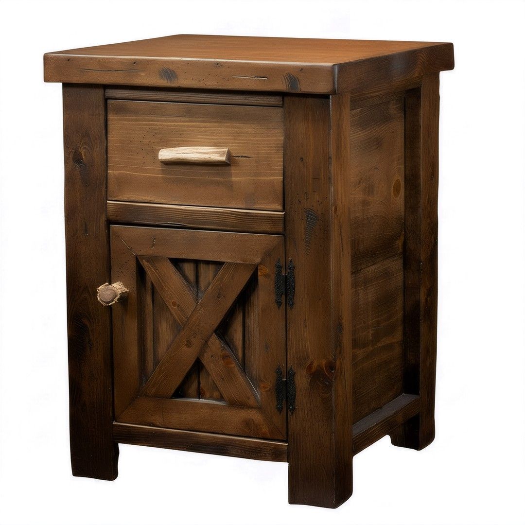 ANTLER & BARNWOOD ENCLOSED NIGHTSTAND