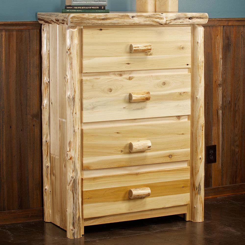 Log Chest Rustic Four Drawer Cedar Log Chest