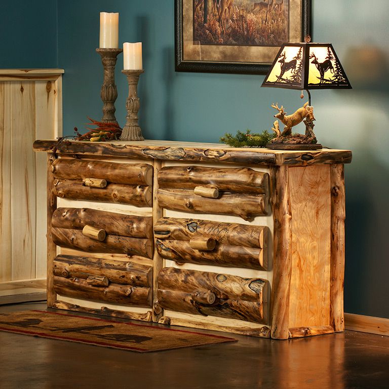 BEAVER CREEK ASPEN 6 DRAWER LOG DRESSER