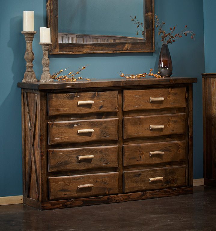 ANTLER & BARNWOOD 8 DRAWER DRESSER