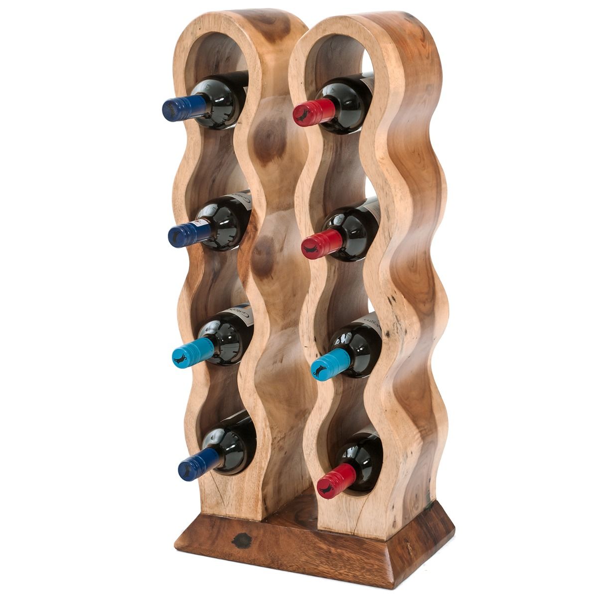 Hand-carved Exotic Hardwood Wine Bottle Rack