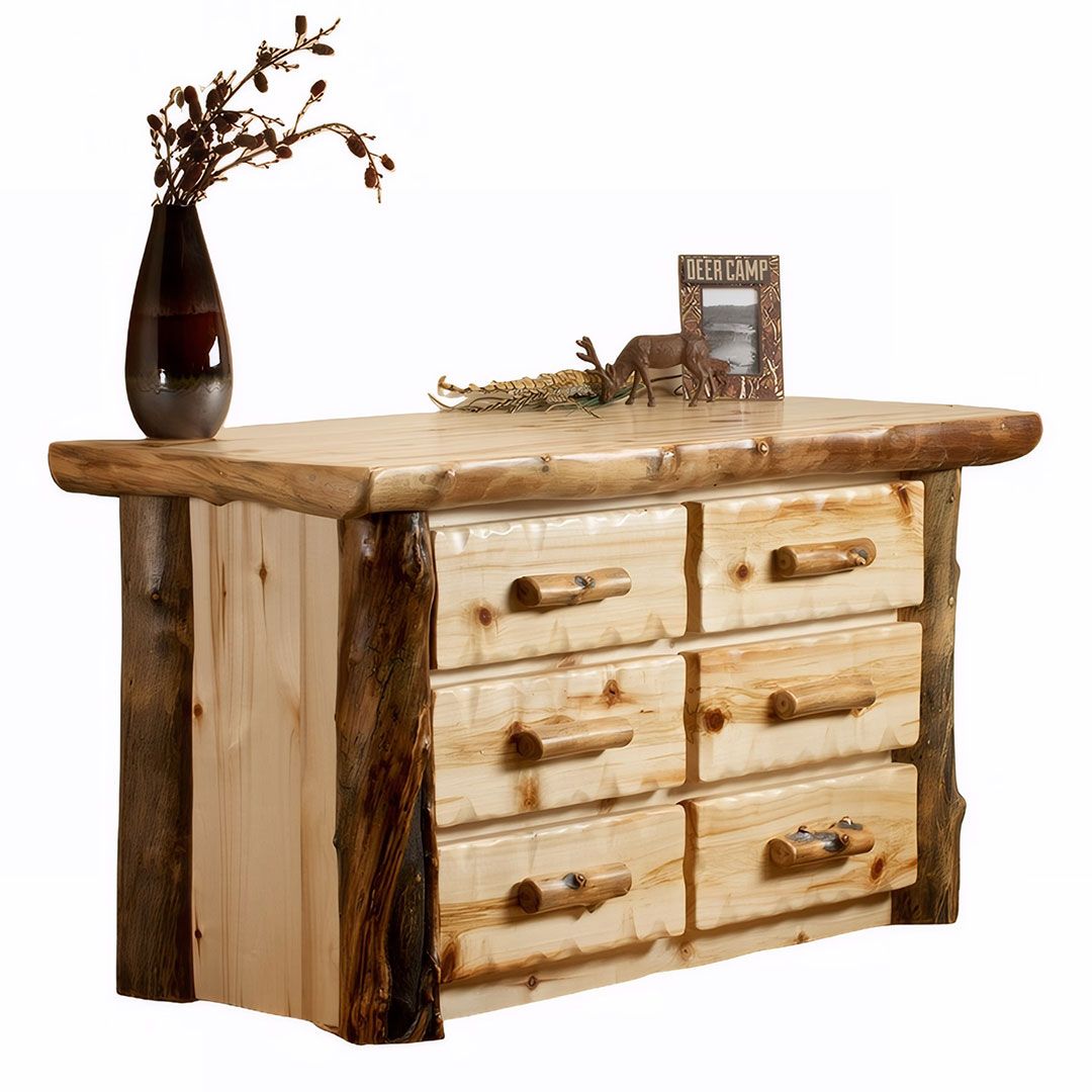 ASPEN LODGE 6 DRAWER LOG DRESSER
