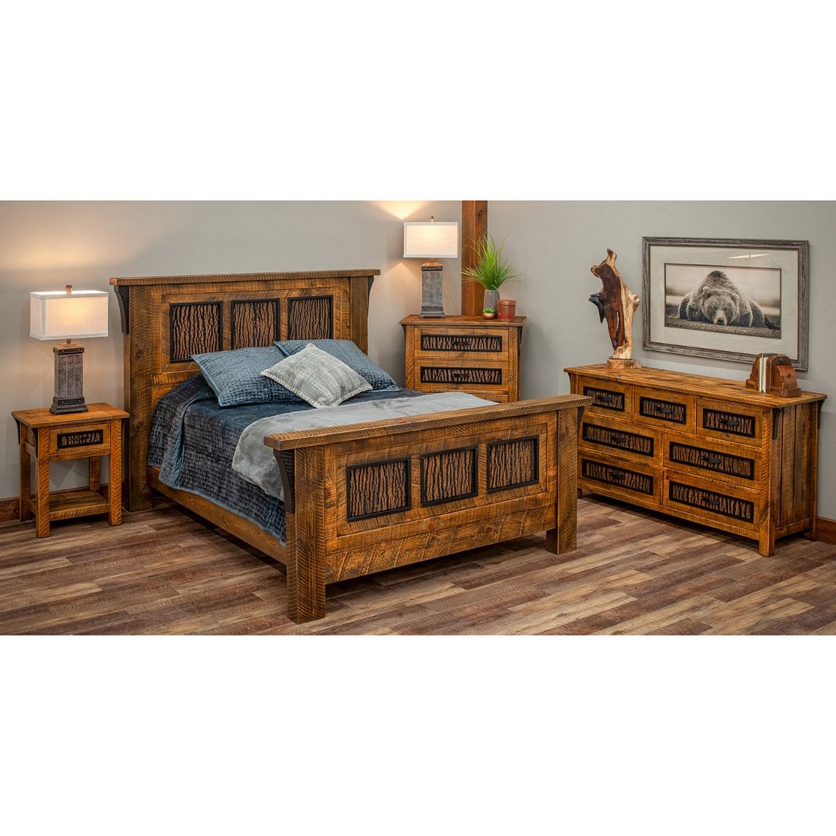AUTUMN FOREST RUSTIC 1 DRAWER BARNWOOD NIGHTSTAND