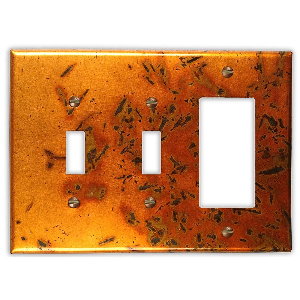 Golden Bamboo Double Toggle & Single Rocker/GFI Copper Switch Plate