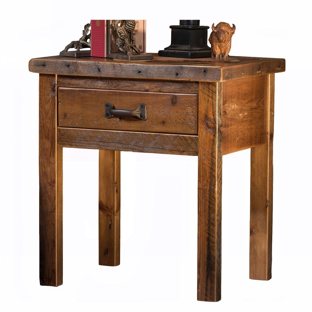 TIMBER FRAME 1 DRAWER RECLAIMED BARN WOOD NIGHTSTAND