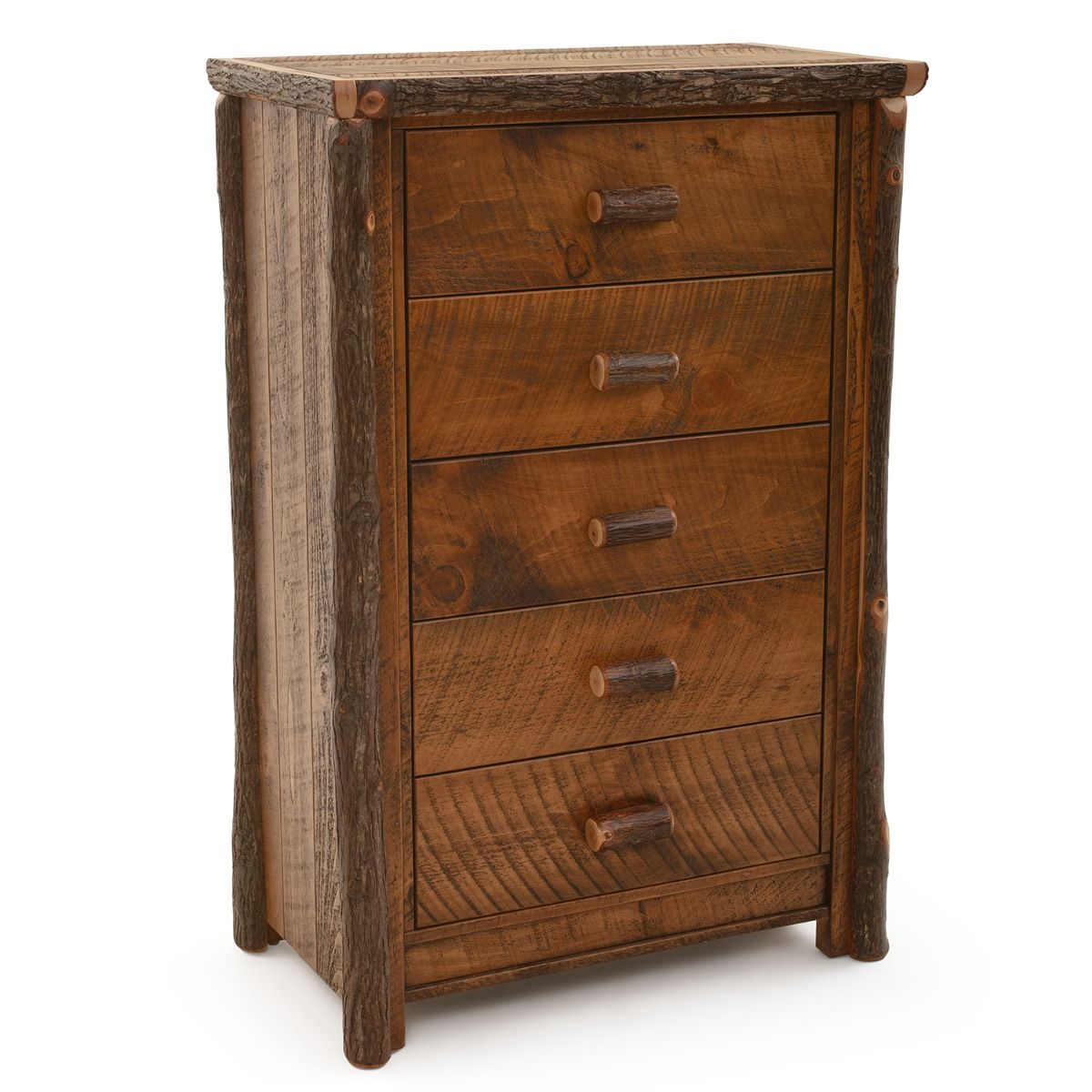 RIVER RUSTIC BARNWOOD & HICKORY LOG CHEST OF DRAWERS