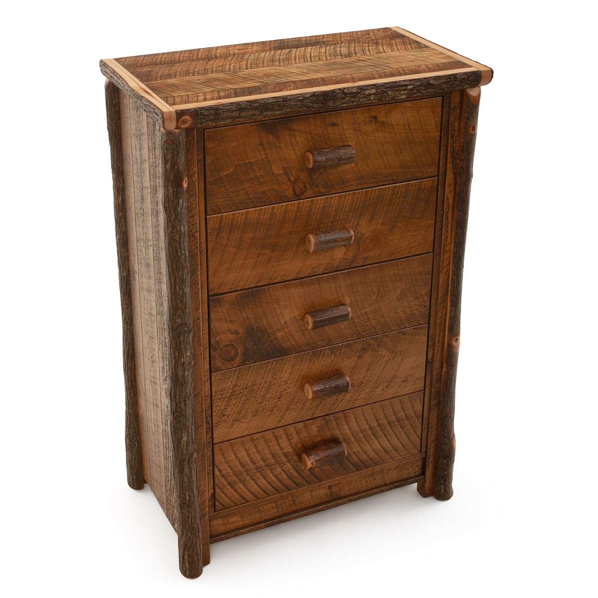 RIVER RUSTIC BARNWOOD & HICKORY LOG CHEST OF DRAWERS
