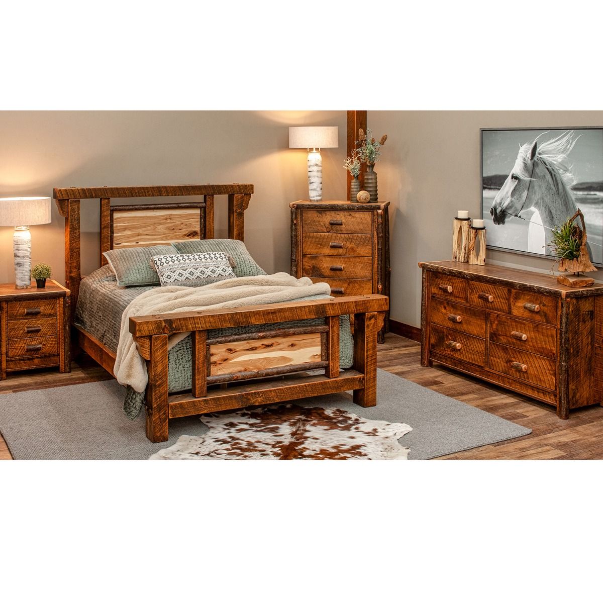 RIVER RUSTIC 7 DRAWER BARNWOOD & HICKORY LOG DRESSER