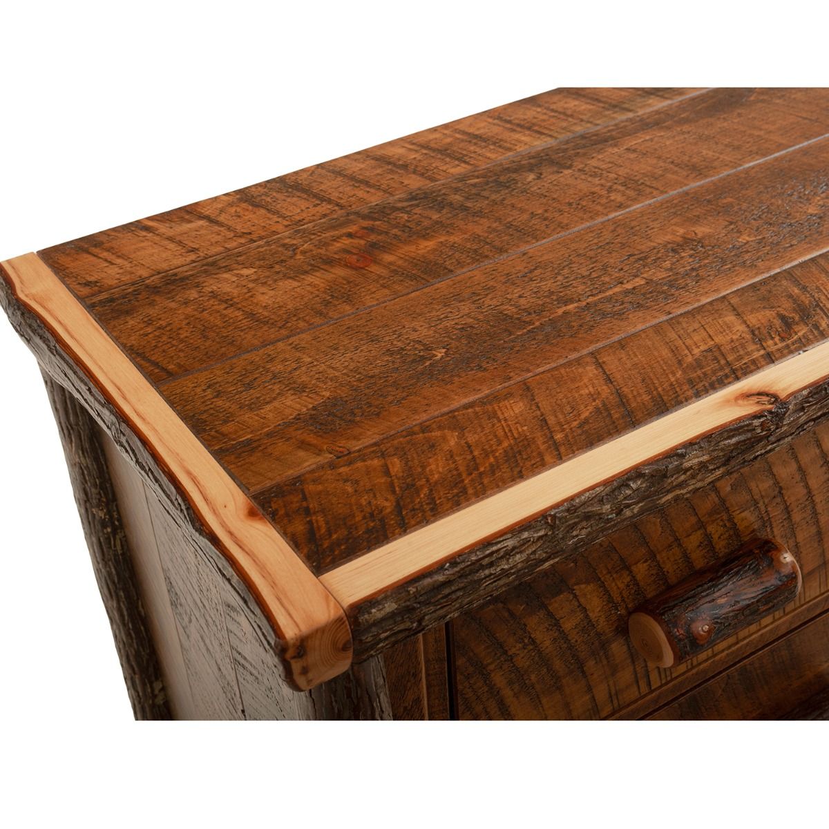 RIVER RUSTIC 7 DRAWER BARNWOOD & HICKORY LOG DRESSER
