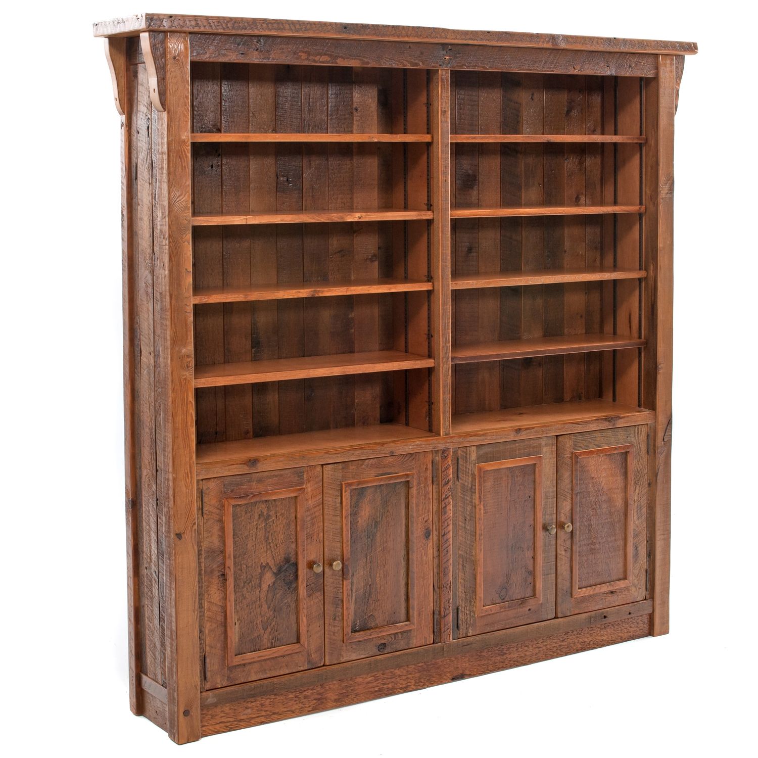 FATORRI 5 Tier Bookshelf And Bookcase With Doors (White Oak - View #2