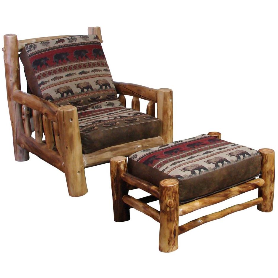 Woodland Creek Furniture Beartooth Aspen Log Futon Loveseat - Thumbnail 3