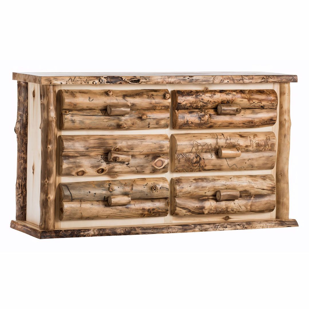 BOULDER MOUNTAIN 6 DRAWER ASPEN LOG DRESSER